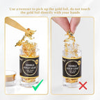 Cobakey Genuine Edible Gold Leaf Flakes - 50mg Edible Gold Flakes for Cake Decoration (Cupcake, Chocolate, Steak, Drink & Cooking), PureGold Leaf with Edible Glitter & Wooden Tweezers