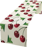 Red Cherry Table Runner Watercolor Tropical Fruit Spring Summer Wild Berry Dinner Runner for Girl Baby Party Holiday Home Kitchen Dining Table Decor 13x70