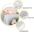 ShinyBeauty 2 Pack 72x72 Inch Silver Sequin Tablecloths - Elegant Square Glitter Tablecloth for Wedding, Birthday, and Party Decorations