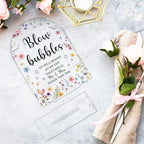 Wedding Sign Decor, Arch Acrylic 5x7 Inch, Blou Bubbles Sign Wedding Sign for Reception & Event, Bridal Shower Decorations, Wedding Table Sign Accessories for Anniversary And Party (Flower)
