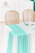 TINGE TIME 3 Panels Wedding Arch Draping Fabric, 30" x 20ft Light Teal Chiffon Fabric Drapery Sheer Backdrop Curtain for Weddings Ceremony Party Decoration, Wedding Arch Drapes for Weddings Ceremony