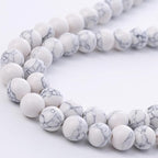 Natural White Turquoise Stone Beads Gemstone Round Crystal Energy Jade Beads Stone Beads for Jewelry Making DIY Bracelet Necklace Jewelry Making 1 Strand 15.5inch 35PCS 10MM