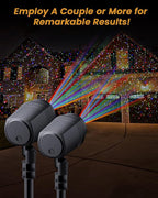 Christmas Laser Lights Outdoor, RGB (Red, Green, Blue) Light Projector with RF Remote and Timer for Parties & Wedding, Brighter Projection Lights for Christmas, Holidays and Garden Decor