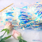 Iridescent Party Streamers Backdrop - GREATRIL Neon Transparent Holographic Tinsel Foil Fringe Curtain for Mermaid/Frozen/Sea/Euphoria/ERAS Party Theme Decorations 3.2ft x 6.5ft 2 PCS