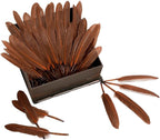 FeelfunFeather 120pcs Coffee Brown Goose Cochettes Feather Natural Bulk 4-6 inch 10-15cm for Wedding Party Christmas Decorations DIY Crafts Goose Cochettes Feather