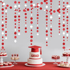 46 Ft Red Party Decorations Polka Dots Garlands Red and White Hanging Paper Circle Dots Streamer for Valentines Anniversary Birthday Graduation Wedding Christmas Holiday Bridal Shower Party Supplies