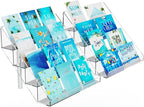 PecMuikee Greeting Card Display, 4 Tiers Clear Acrylic Sticker Display Stand for Vendors Retail, Display Photo Stand for Counter Tabletop Display Supplies, 2 Sets
