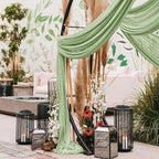 Wedding Arch Draping Fabric 1 Panel 30'' x 18FT Sage Green Sheer Chiffon Arch Drapery for Photo Booth Bridal Shower Baby Shower Church Decor Newborn Photography Christening Outdoor Party