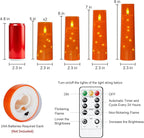 Raycare Flameless Candle with Remote Timer – 5 Flickering Acrylic Battery Operated LED Pillar Candles with Embedded Star String for Halloween, Home Decor, and as a Gift(Orange)