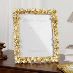 Cuspin Gold 8x10 Picture Frame, Vintage Ornate Picture Frames Leaf Textured Hand-Crafted Resin with Glass Front, Antique Photo Frame for Tabletop Display, Retro Design Home Decor
