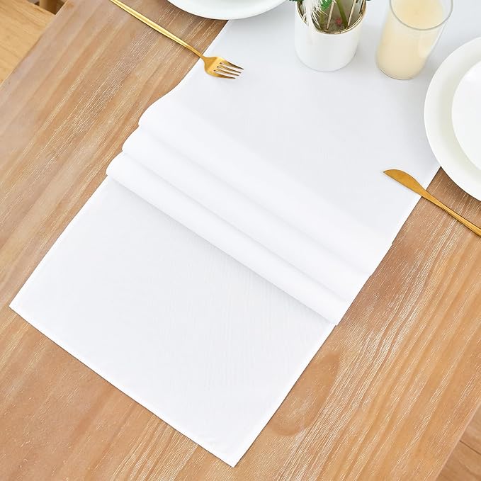 2 Pack White Table Runner 12 x 60 Inch Solid Color Farmhouse Runners Coffee Table Dresser for Daily Party Home Decoration
