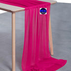MDS Halloween Chiffon Table Runner - 12 Pack, 29 x 170 Inches, 14ft Each - Sheer Spooky Table Runners for Haunted House Parties, Trick-or-Treat Tables, Witchy Décor, Wedding & Events - Hot Pink