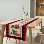 Merry Christmas Table Runner,Winter Xmas Holiday Table Cloth Kitchen Dining Table Decoration for Home Party Decor 13x60 Inch
