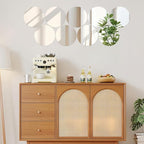 9PCS 12" Round Mirror Centerpieces for Tables Decorations, Acrylic Circle Mirror Centerpieces 2mm Mirror Tray Candle Plate Centerpiece for Wedding Table Christmas Party Decorations Wall Decor