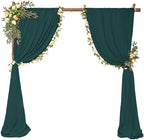 6 Panels Emerald Green Wedding Arch Drapery 28" x20Ft Wedding Arch Draping Fabric Chiffon Fabric Drape Sheer Backdrop Curtain for Nuptials Party Ceremony Birthday Arbor Drapery Reception Ceiling Décor