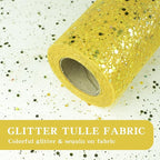 Glitter Tulle Rolls, 6” by 50 Yards (150FT) Sparkling Tulle Spool Ribbon Sequin Tulle Netting Fabric for Tutu Skirt Wedding Birthday Baby Shower (Yellow)