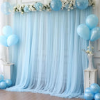 20x10 Blue Tulle Backdrop Curtains for Parties, Sheer Backdrop Curtain Wedding Photo Background Drapes for Baby Shower Photography Birthday Party