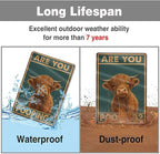 Funny Highland Cow Bathroom Sign - "Are You Pooping?" Vintage Western Tin Wall Decor for Restroom, Toilet or Farmhouse - 8" x 12" Metal Sign