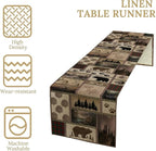 Retro Rusticd Cabin Table Runner Bear Country Farmhouse Vintage Lodge Table Runner for Party Dinner Festival Bedroom Living Room Kitchen 13x36 Inch