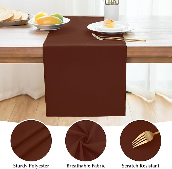 2 Pack Chocolate Small Short Table Runner 12 x 48 Inch Solid Color Runners Coffee Table Dresser for Daily Party Home Decoration