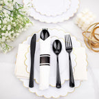 Supernal 60 Pack Hevy Duty Rolled Black Plastic Silverware,Pre Wrapped Cutlery with Napkins, Rolled Plastic Forks and Spoons, Black Disposable Silverware Suit for Party, Birthday