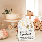 Winnie Wedding Photo Guestbook Sign with Stand, the Pooh Decor Wedding Welcome Sign, Bridal Shower Sign, Baby Shower Party Supplies, Wedding Shower Supplies, Photo Guestbook Wooden Plaque 8 * 10In