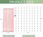 Tulle Backdrop Curtain with Lights String 10FT X 8FT Peach Sheer Tulle Backdrop Curtains for Wedding Birthday Party Reception Photo Booth Background Decorations (2 Panels 5x8FT)