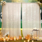 10×10ft Tulle Backdrop Curtains with Lights String - 300LED Fairy Lights Sheer Curtain Backdrop for Weddings Baby Shower and Birthday Party Decorations(6 Panels 5×10ft)
