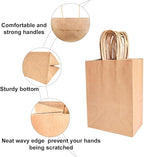BAG BOX 50 Pack 5.9x3.1x8.25 Inch Brown Gift Bags with Handles,Bulk Kraft Paper Bags for Shopping, Retail, Merchandise, Wedding, Party Favors, Paper Grocery Sacks