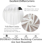 DUOBAO Chiffon Backdrop Curtain-2 Panels 29"x96" Sheer Drapes Beach Backdrops for Living Room Voile Window Curtains Rod Pocket Photography Background for Wedding Ceremony