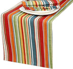 Ruvanti 100% Cotton Table Runner 36 Inches Long, Non-Slip, Stain Resistant, Washable & Reusable Table Runners Perfect for Wedding, Parties, Christmas, Holiday, in-Door use - Multi Stripe