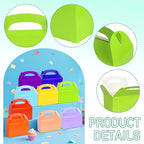 Rcybeo 18 PCS Gable Treat Boxes for Party, 9 Colors Candy Boxes for Kids Birthday, Snack Goodie Treat Bags for Wedding Favors, Baby Shower, 6.3 x 3.5 x 3.5 In