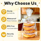 PigPotParty Cellophane Bags 8"x11", 50 Pack Clear Gift Bags, 3.15" Bottom Gusset for Stand-Up Display, Plastic Cellophane Gift Wrap, Ideal for Goodies, Treats, Party Favors, Mugs, Includes 50 Ties