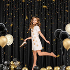 Sugargirl 10x10FT Black Backdrop Curtains Polyester Photo Backdrop Drapes Curtains 2 Panels with Rod Pockets for Party Birthday Wedding Photography Home Decoration