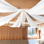 6 Panels White Ceiling Drapes for Wedding 5ftx10ft Sheer Drapery Chiffon Fabric Arch Draping Curtains for Party Ceremony Birthday Baby Shower Reception Stage Ceiling Decorations