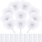Aodaer 100 Pack Heart Shaped Folding Fans White Paper Fans Handheld Fans with Plastic Handles for Party, Wedding, Anniversary Decoration
