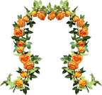 UKELER 2 Pack Artificial Flower Garland Rose Floral Vines Artificial Flowers Hanging Rose Flower Plants for Garden Craft Home Decor, Orange