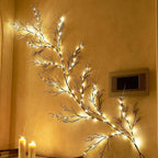 LITBLOOM Brown 6FT 120 LED Fairy Lights Plug in Willow Vine Garland for Indoor Outdoor Home Fireplace Wall Christmas Decoration