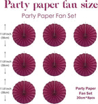 Red Party Decorations,Paper Decorations for Party,Girls Party Decorations Party Paper Fans Bulk 12in,Anniversary Decorations for Party 30 Color DIY Set （Wine Red）