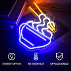 Ramen Neon Sign Blue Led Neon Lights for Wall Decor Noodle Light Up Signs for Resturant Home Bar Kitchen Dinning Room Cafe Japanese Noodle Shop Decorations