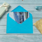 50 Pack Colored A7 Invitation Envelopes 5x7 with Gold Stickers for Cards and Invitations, 5 Colors (Blue, 5 1/4 x 7 1/4 inches)