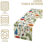 Vintage Botanical Flowers Table Runner, Seasonal Summer Plants Florals Butterfly Dinner Runner for Home Kitchen Dining Table Party Holiday Decoration 13"x36"