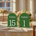 Arch Wedding Table Numbers 1-15 with Stands, 5" X 7" Double Sided Acrylic Wedding Sign Holders, Durable Non-Fading Table Number for Wedding Reception, Events, and Centerpieces