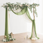 10 Packs Olive Green Cheese Cloth Table Runners, 10FT Boho Gauze Moss Green Cheesecloth Table Runner for Wedding Bridal Baby Shower Fall Thanksgiving Table Decoration