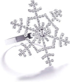 Halatool Set of 6 Christmas Rhinestone Snowflake Napkin Rings for Xmas Dining Table- Napkin Ring Holder for Christmas, Thanksgiving, Holiday Party Table Decoration
