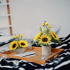 Leftover Sunflower Artificial Flowers Pot,Sunflower Decor,Flower Centerpieces for Tables,Fake Flowers in Vase for Summer Decor, Yellow Decor