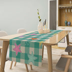 Starfish Plaid Table Flag Green Plaid and Marine Life Starfish Kitchen Table Flag Suitable for Birthday Party Restaurant Decoration Outdoor Picnic 13 * 120 Inch