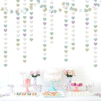 Iridescent Disco-Holographic Party-Decorations Heart Streamers-Garland - 52ft Glitter Dance Hanging Paper Banner, Wedding Bachelorette Birthday Euphoria Galentines Decor Hugfond