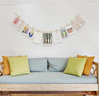 2PCS Hanging Photo Display with Clips, Photo String with 12 Clips, Boho Wooden Bead Garland Collage Picture for Classroom, Bedroom, Office Wall Decor