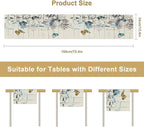 Nature Dandelion Table Runner,Rustic Floral Wood Plank Butterfly Girl Women Pattern Print Burlap Tablecloth for Hotel Indoors Outdoor Dining Room Kitchen Table Decor, 13x36in